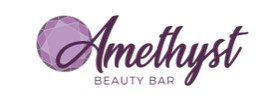 A purple logo for amethyst beauty bar.