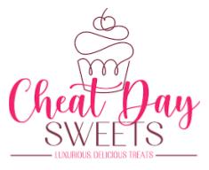A logo of a cupcake with the words cheat day sweets underneath it.