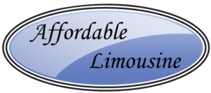 A blue oval with the words affordable limousine written in it.