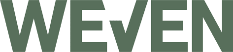 A green and white logo for ev